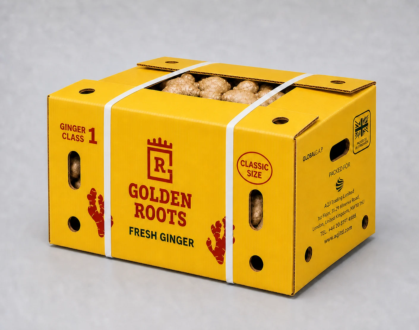 Yellow Golden Roots Classic Class I fresh-ginger carton