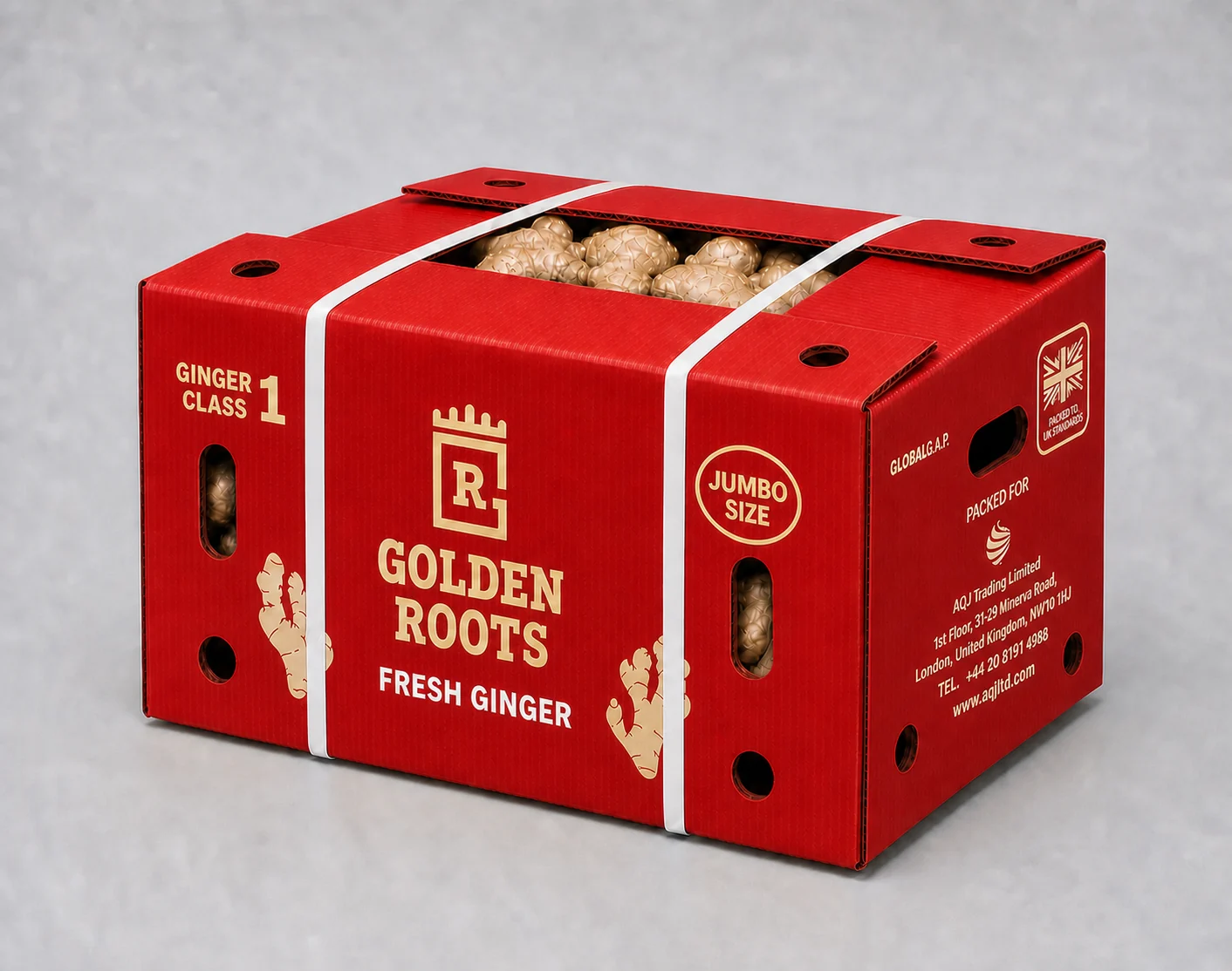 Red Golden Roots Jumbo Class I fresh-ginger carton