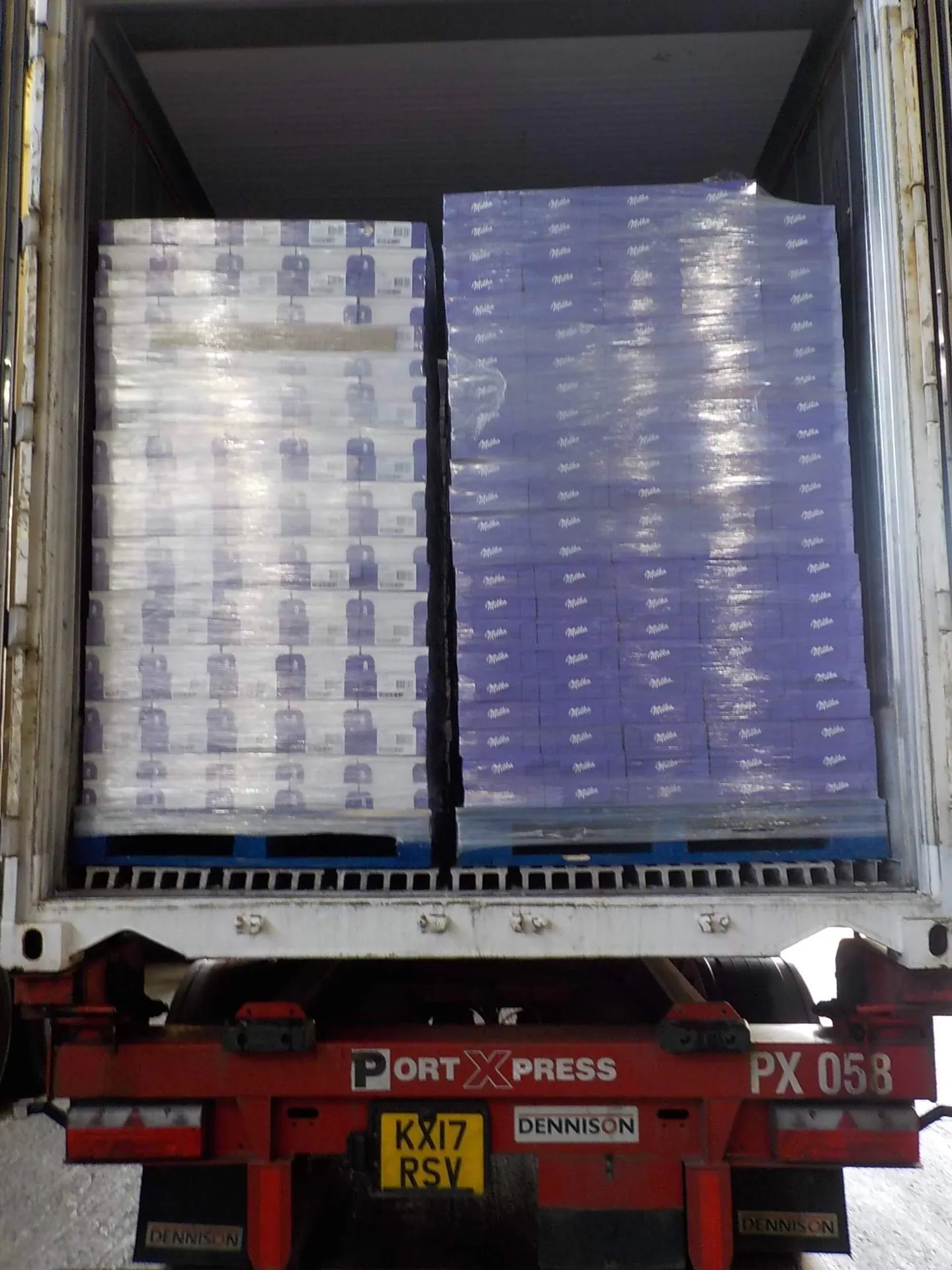 Cased goods staged in warehouse