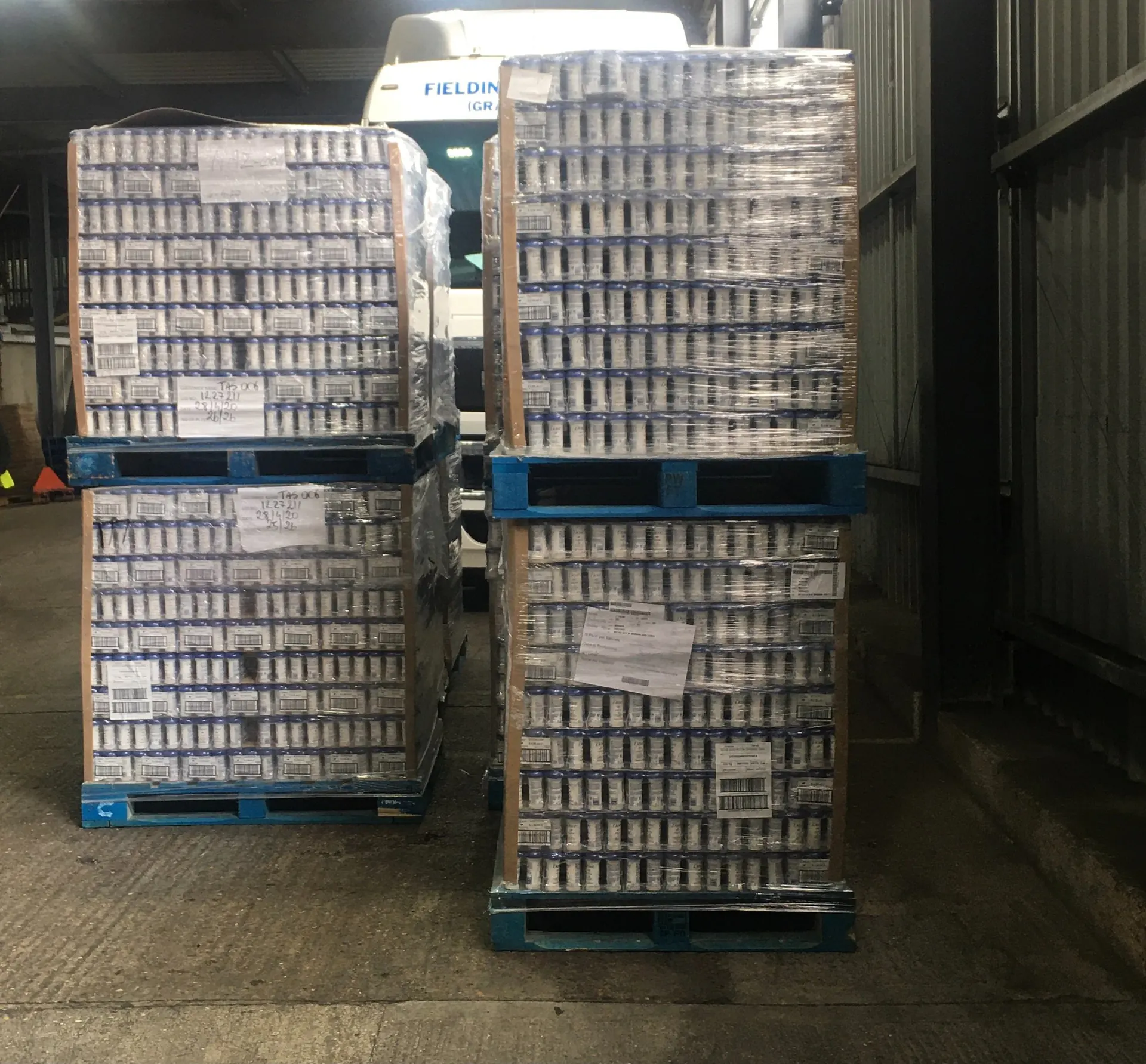 Confectionery pallets ready for export