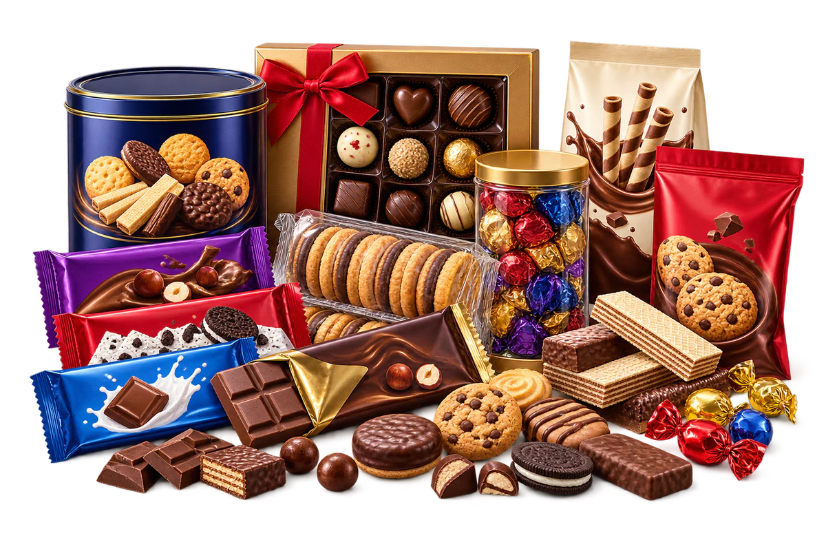 Assorted chocolate, biscuits and confectionery products